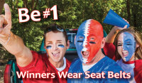 3-7017 Winners Wear Seat Belts Palm Card